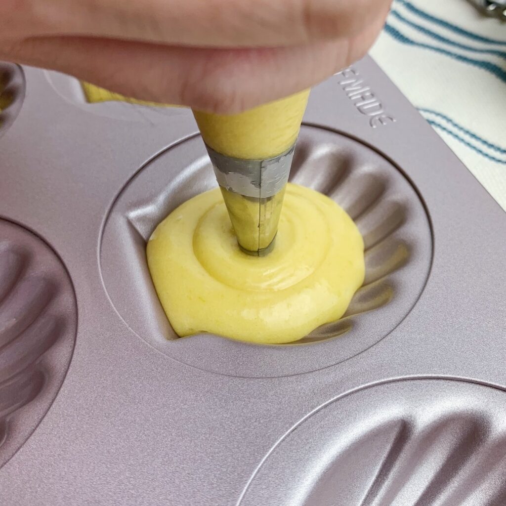 將瑪德蓮擠入模具中